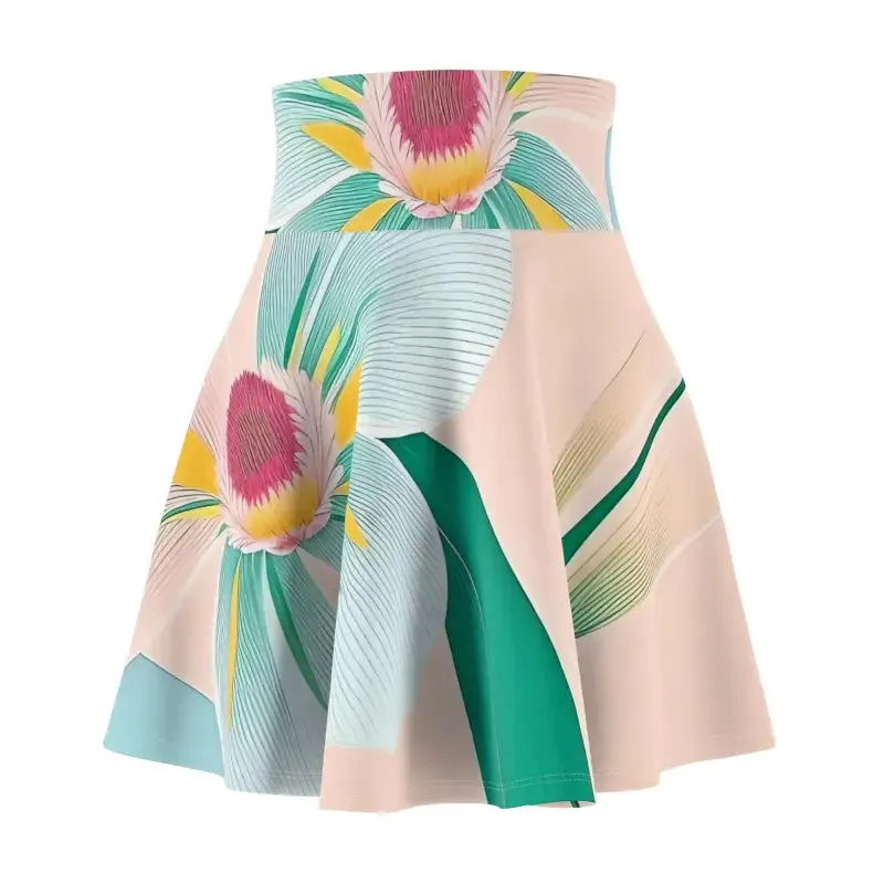 Skater Skirt Large Blue Flower on Polyester Spandex