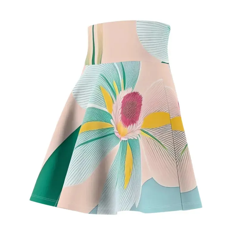 Skater Skirt Large Blue Flower on Polyester Spandex