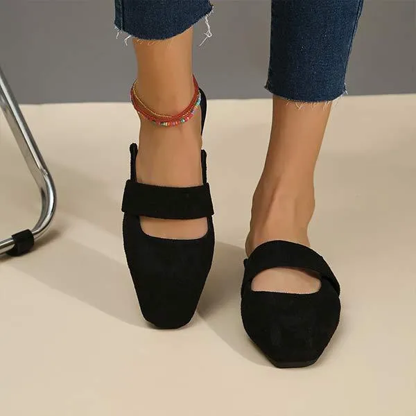 Women's Peep Toe Chunky Heel Mules with Square Front 25486174C