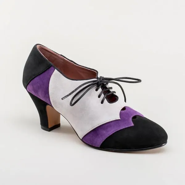 Women's Retro Color Block Lace-up Block Heels 63781502S