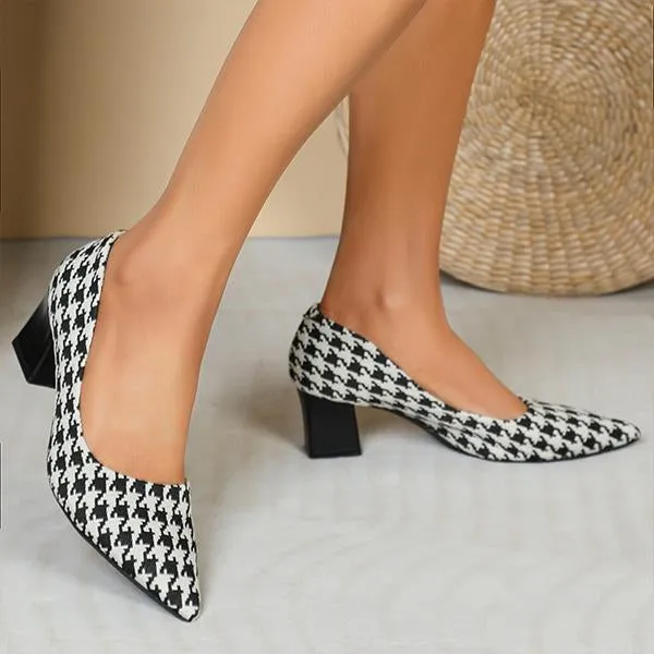 Women's Stylish Houndstooth Commuter Pumps 47297066S