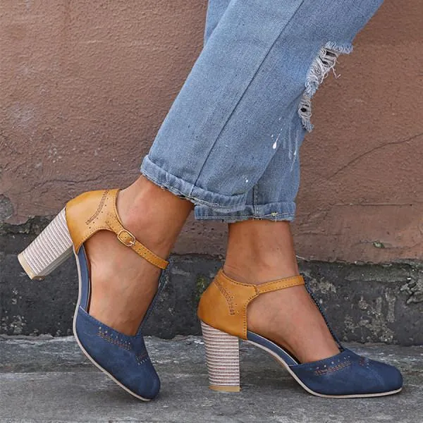 Women'S Vintage Chunky High Heel Sandals 36719001