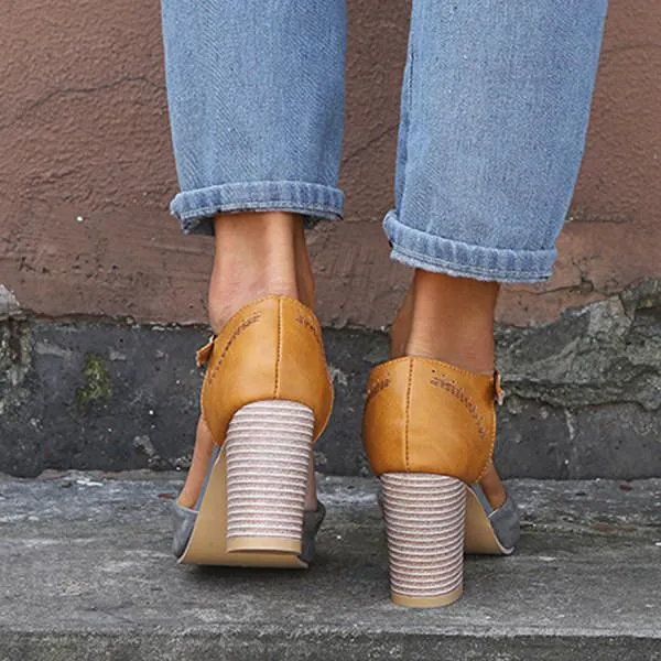 Women'S Vintage Chunky High Heel Sandals 36719001