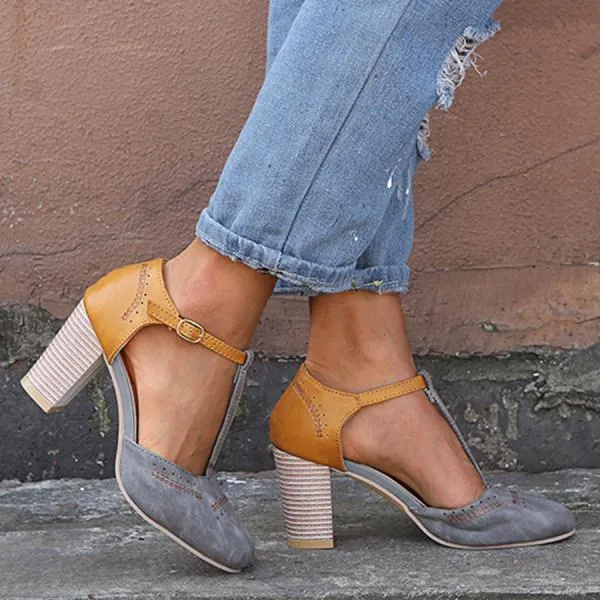 Women'S Vintage Chunky High Heel Sandals 36719001