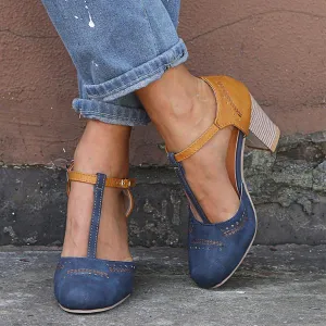 Women'S Vintage Chunky High Heel Sandals 36719001