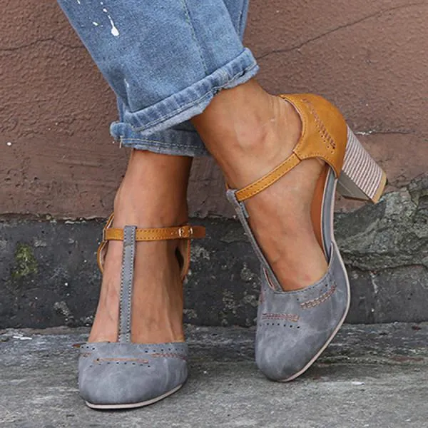 Women'S Vintage Chunky High Heel Sandals 36719001