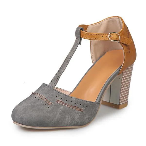 Women'S Vintage Chunky High Heel Sandals 36719001