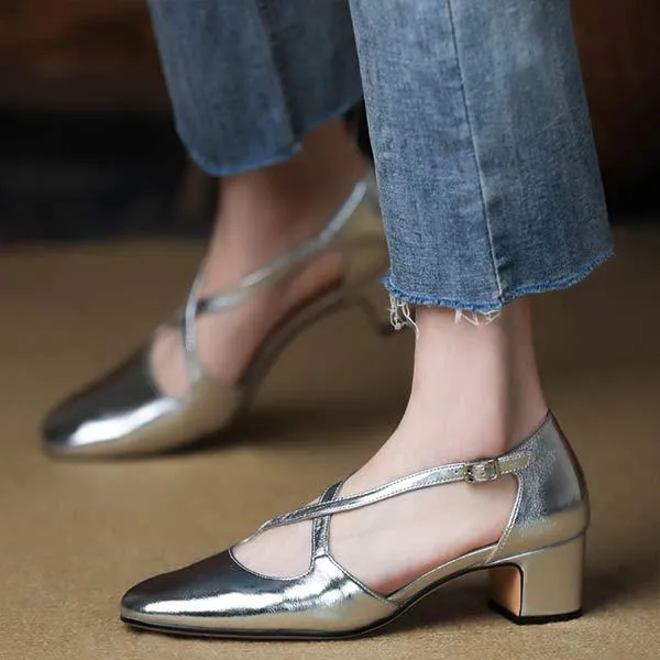 Women's Vintage Cross-Strap Mary Jane Sandals 08210706C
