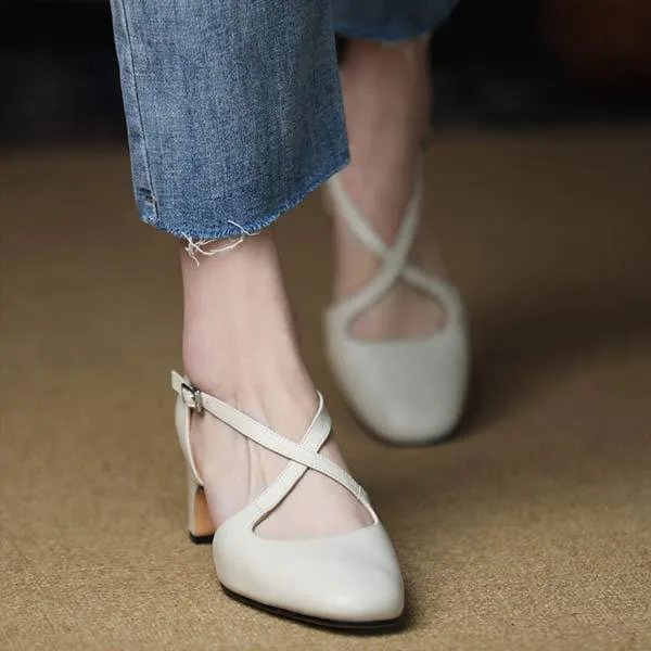 Women's Vintage Cross-Strap Mary Jane Sandals 08210706C